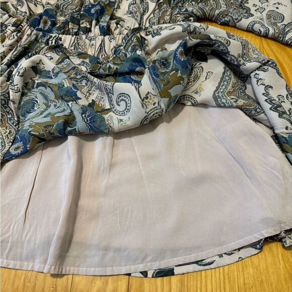 Free People High Plains Paisley Floral Balloon Sleeve V-Neck Mini Dress Small - Picture 11 of 14